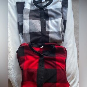 Old navy red and white plaid cozy pyjay romper bundle